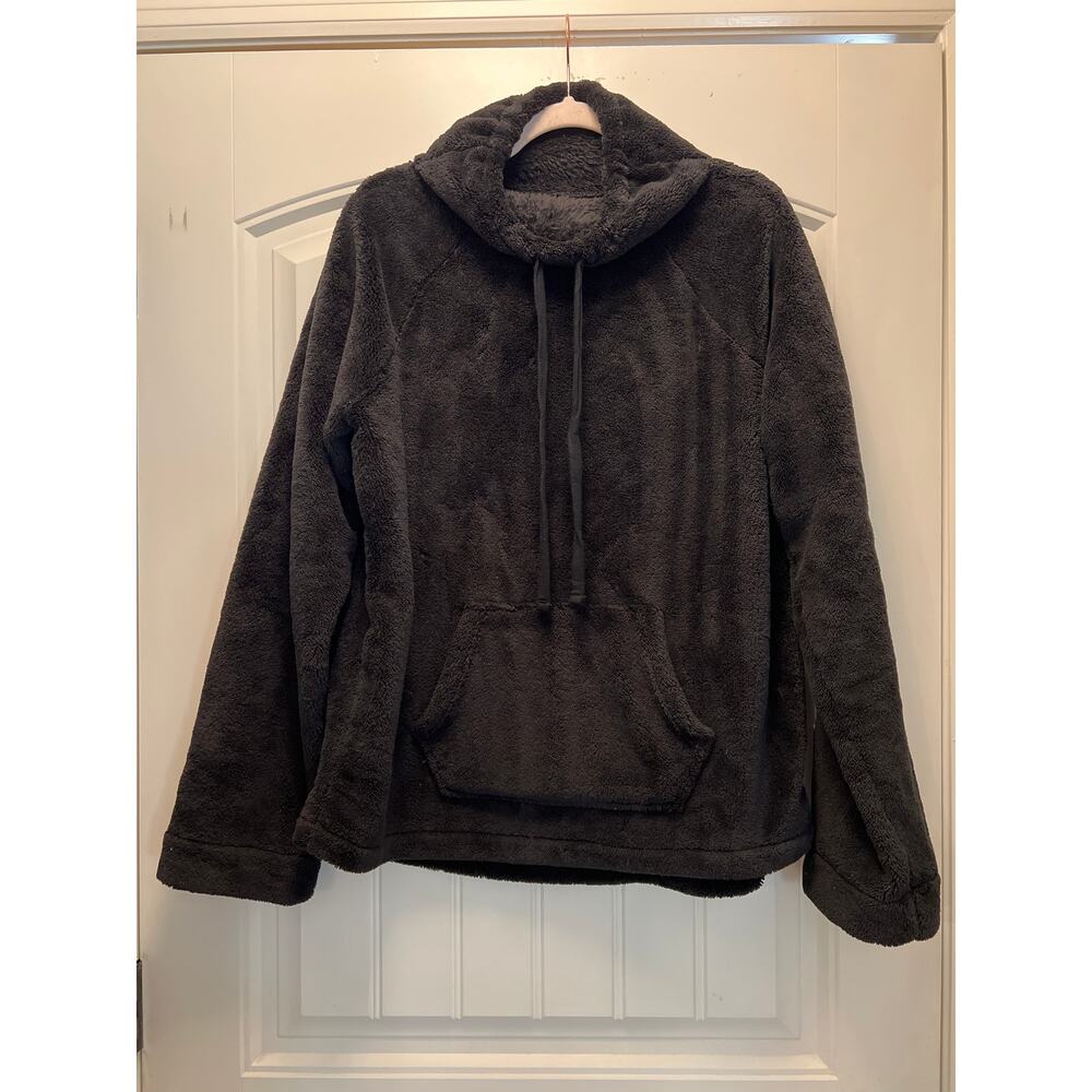 Gap Body Women’s Cozy Cowlneck Drawstring Fleece Pullover Sweater Size‎ L Black